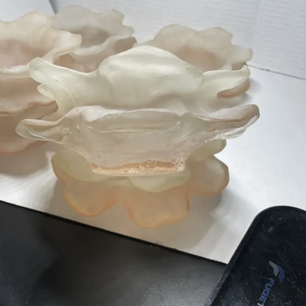 Vintage MCM Dorothy Thorpe Set of 6 Pink Frost Resin Lucite 6